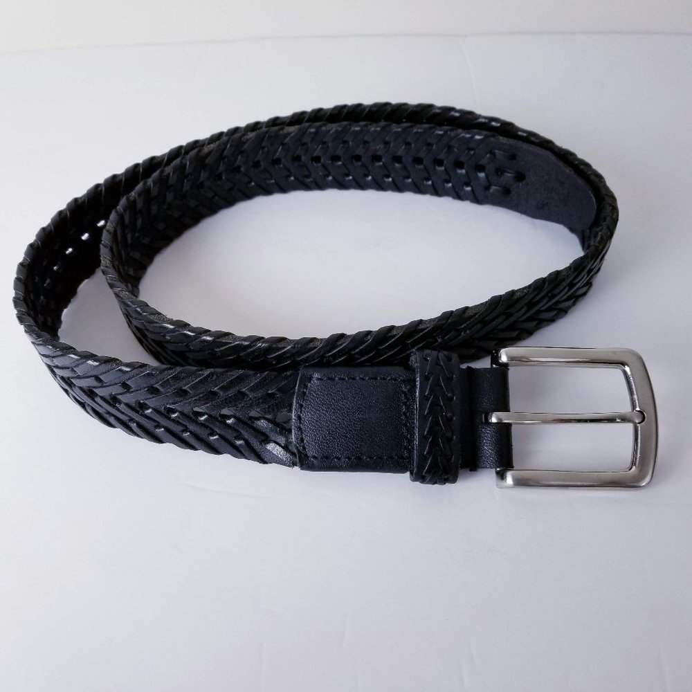 Genuine Leather Braided Black Woven Belt